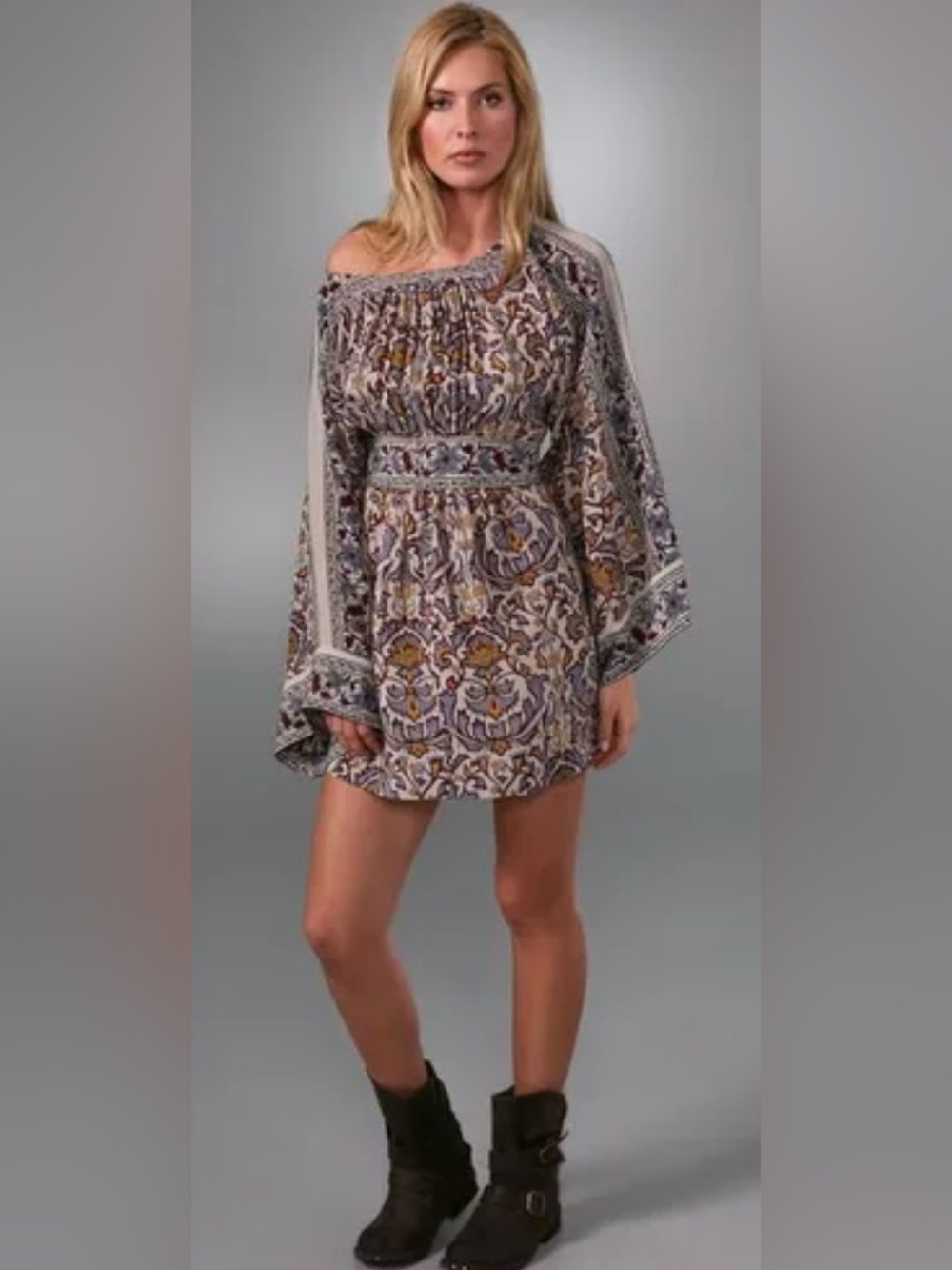 Joie Wildest Dreams Mini silk Dress Brown & Gray, S
